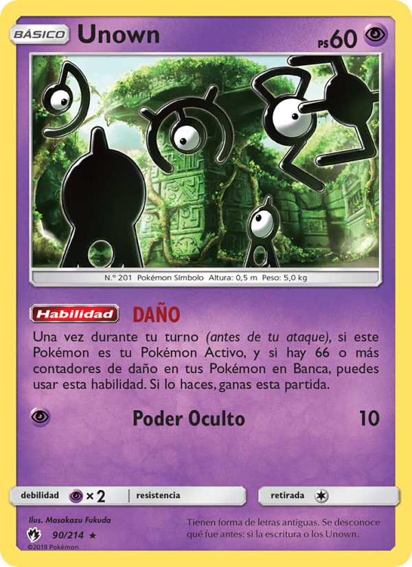 Unown 90 — Truenos Perdidos (Spanish Pokémon TCG card)