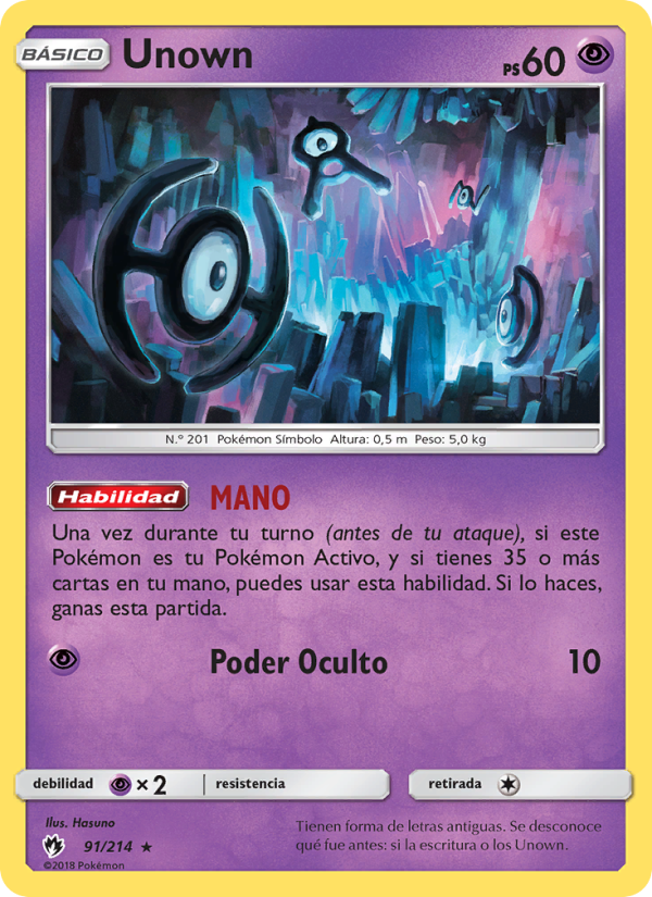 Unown 91 — Truenos Perdidos (Spanish Pokémon TCG card)