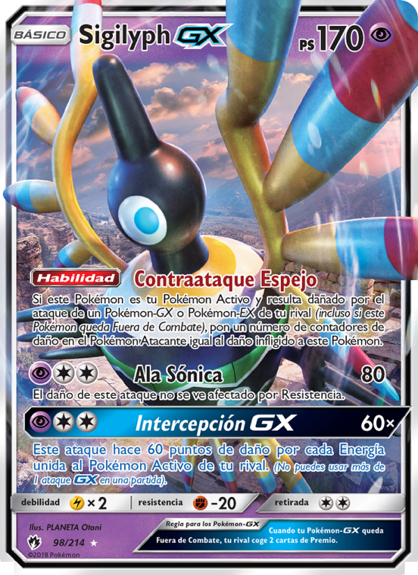 Sigilyph GX 98 — Truenos Perdidos (Spanish Pokémon TCG card)