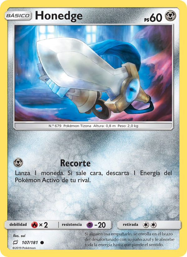 Honedge 107 — Union de Aliados (Spanish Pokémon TCG card)