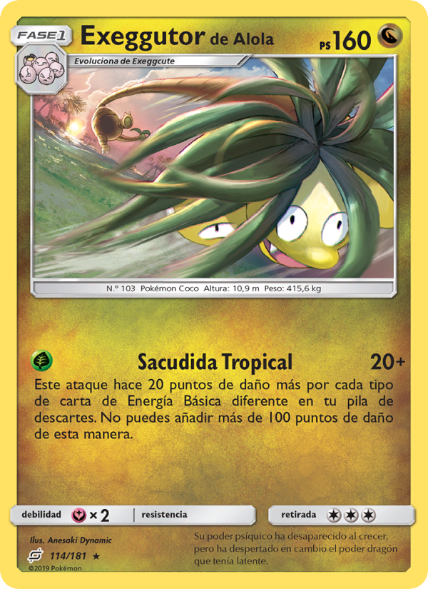 Exeggutor de Alola 114 — Union de Aliados (Spanish Pokémon TCG card)