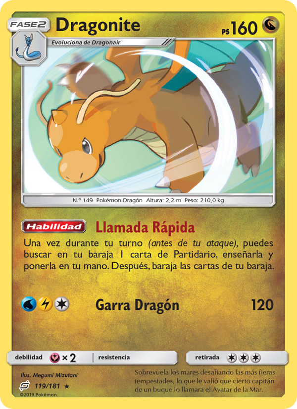 Dragonite 119 — Union de Aliados (Spanish Pokémon TCG card)