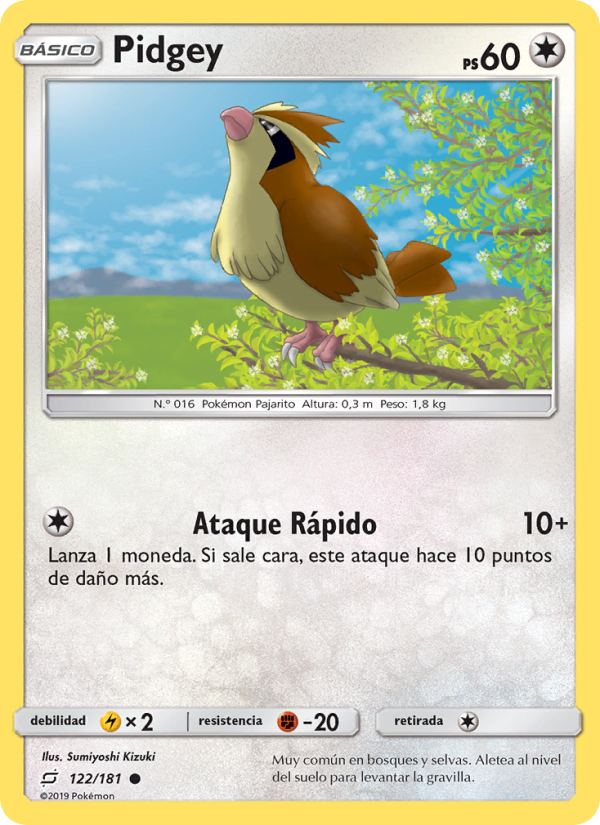 Pidgey 122 — Union de Aliados (Spanish Pokémon TCG card)