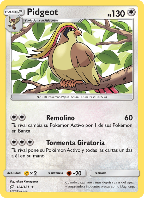 Pidgeot 124 — Union de Aliados (Spanish Pokémon TCG card)