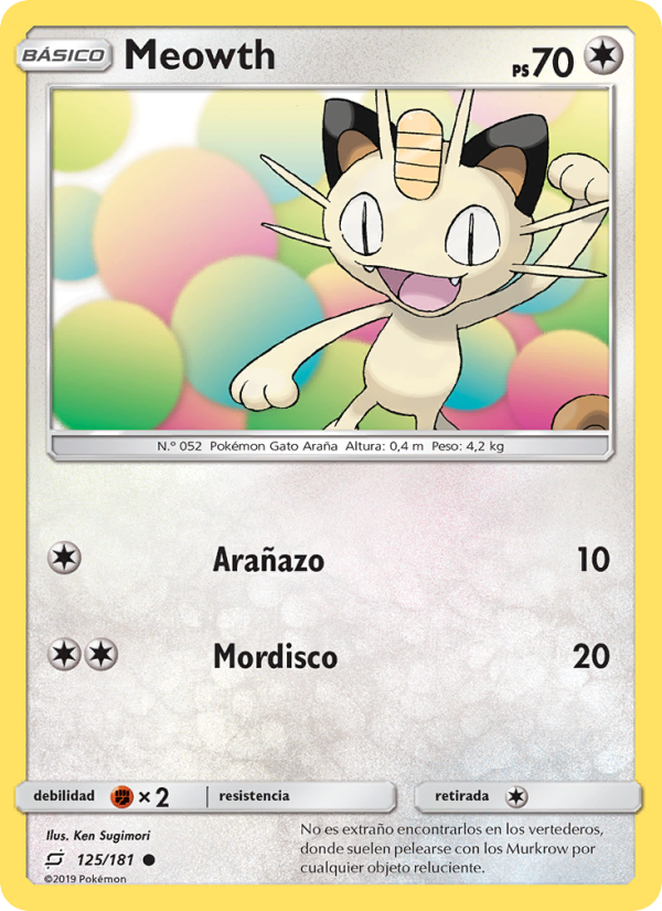Meowth 125 — Union de Aliados (Spanish Pokémon TCG card)