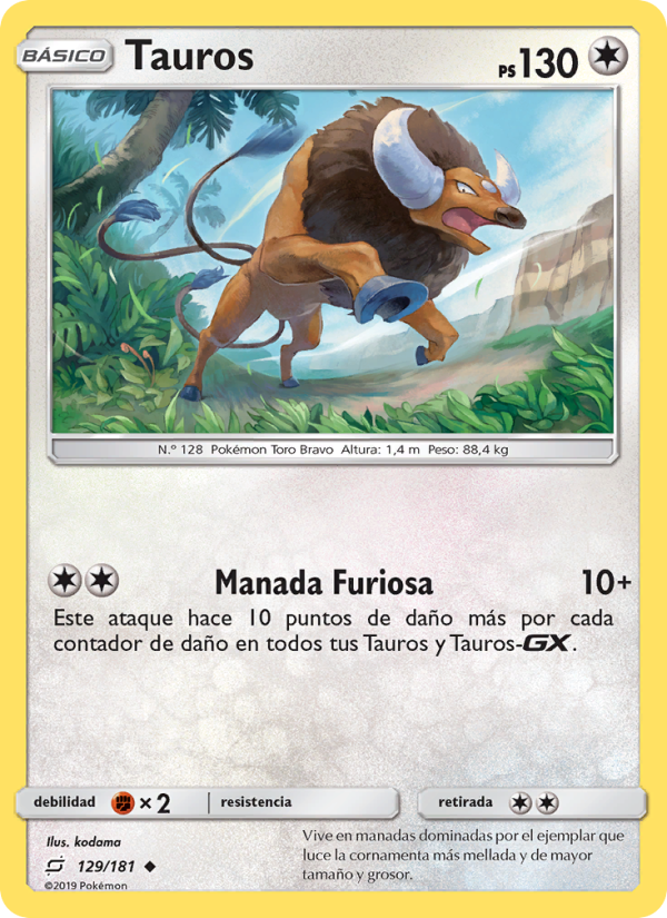 Tauros 129 — Union de Aliados (Spanish Pokémon TCG card)