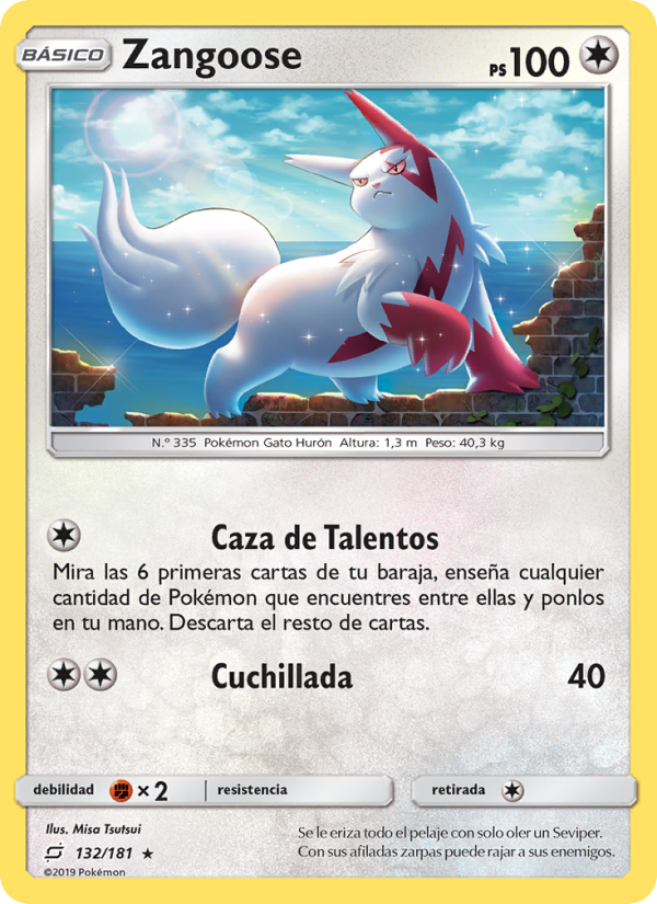 Zangoose 132 — Union de Aliados (Spanish Pokémon TCG card)