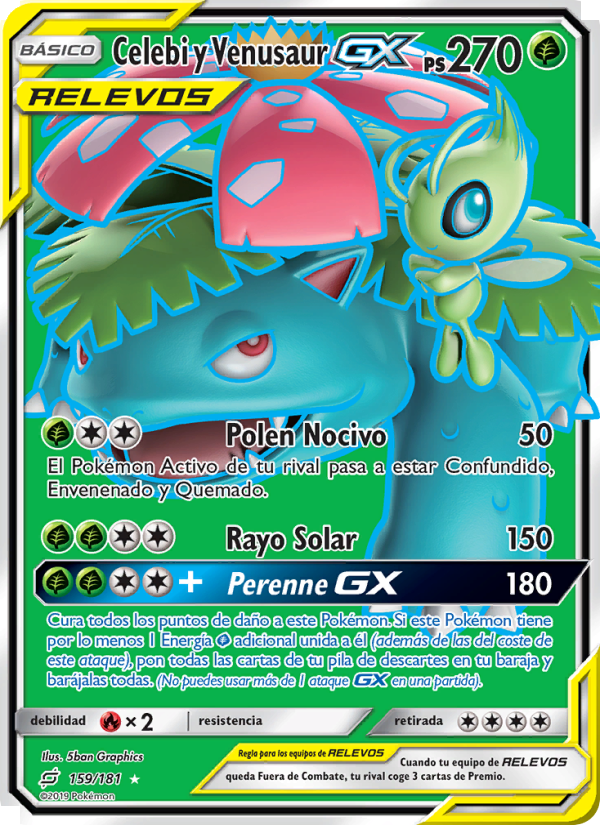 Celebi y Venusaur GX 159 — Union de Aliados (Spanish Pokémon TCG card)