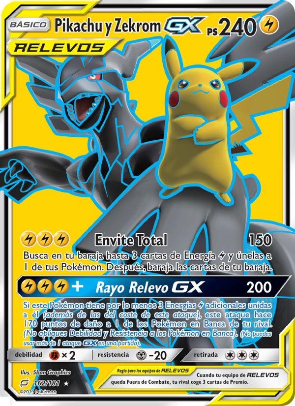 Pikachu y Zekrom GX 162 — Union de Aliados (Spanish Pokémon TCG card)