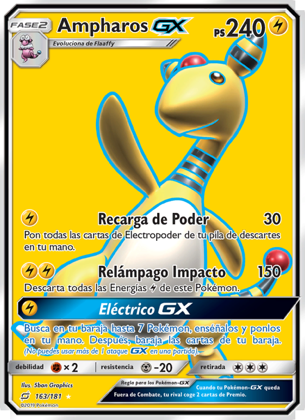 Ampharos GX 163 — Union de Aliados (Spanish Pokémon TCG card)