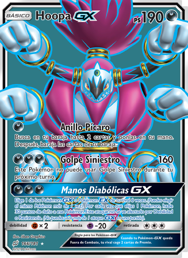 Hoopa GX 166 — Union de Aliados (Spanish Pokémon TCG card)
