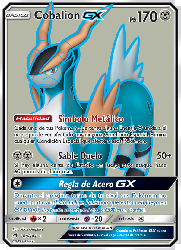 Cobalion GX 168 — Union de Aliados (Spanish Pokémon TCG card)