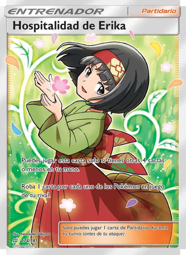 Hospitalidad de Erika 174 — Union de Aliados (Spanish Pokémon TCG card)