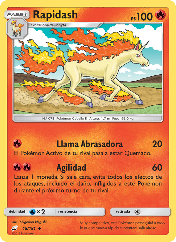 Rapidash 18 — Union de Aliados (Spanish Pokémon TCG card)