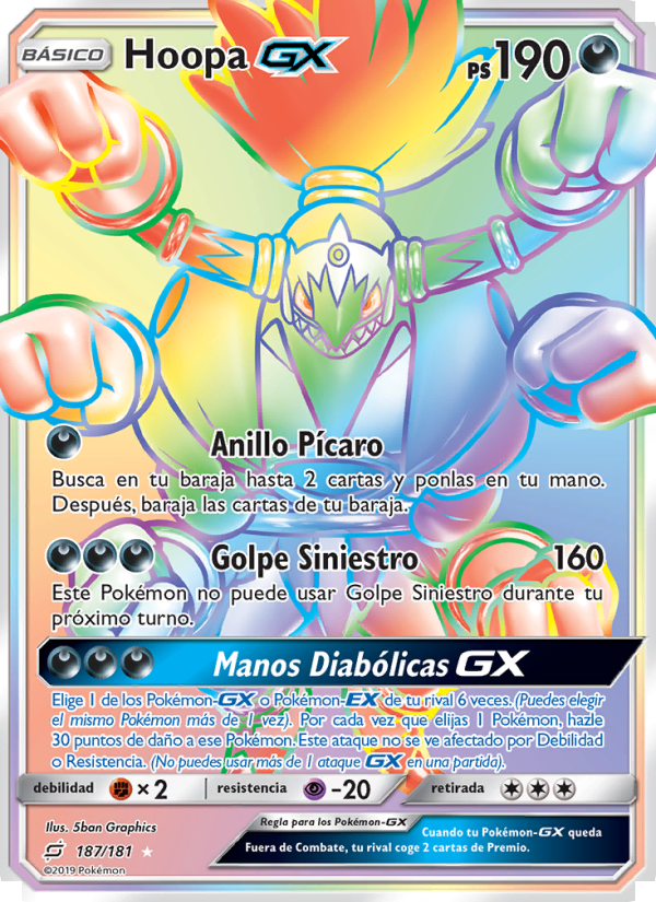 Hoopa GX 187 — Union de Aliados (Spanish Pokémon TCG card)