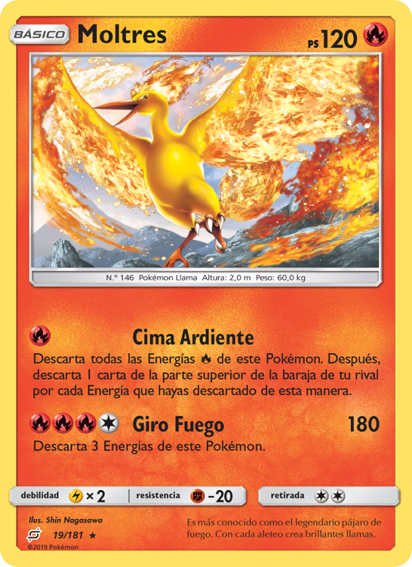Moltres 19 — Union de Aliados (Spanish Pokémon TCG card)