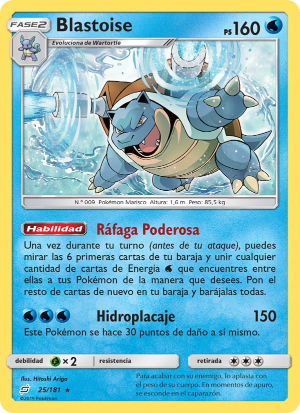 Blastoise 25 — Union de Aliados (Spanish Pokémon TCG card)