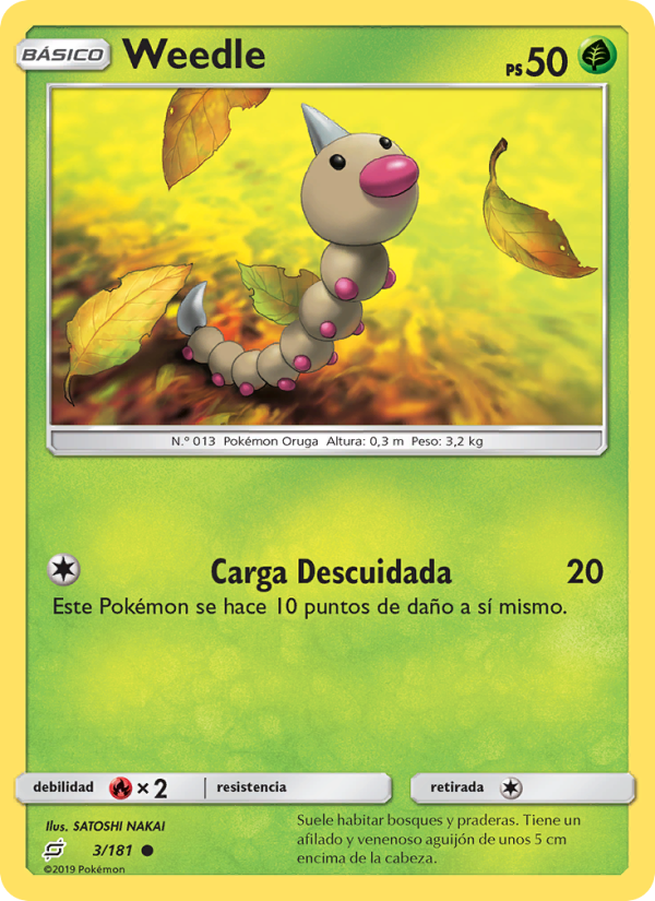 Weedle 3 — Union de Aliados (Spanish Pokémon TCG card)