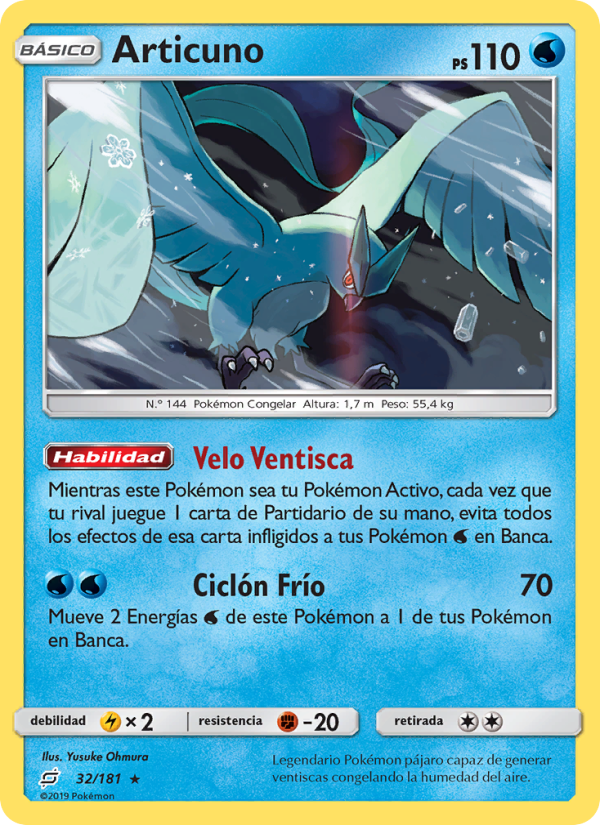 Articuno 32 — Union de Aliados (Spanish Pokémon TCG card)