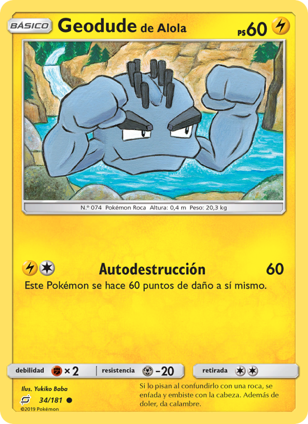 Geodude de Alola 34 — Union de Aliados (Spanish Pokémon TCG card)