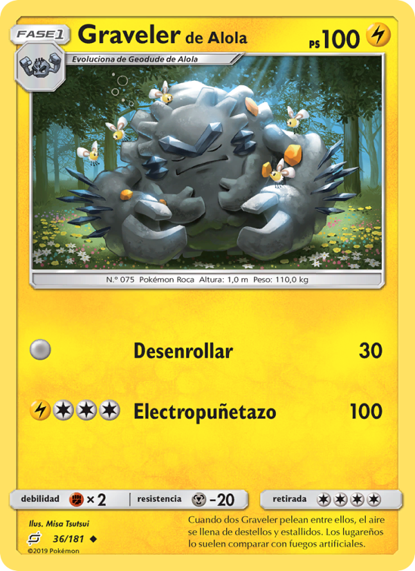 Graveler de Alola 36 — Union de Aliados (Spanish Pokémon TCG card)