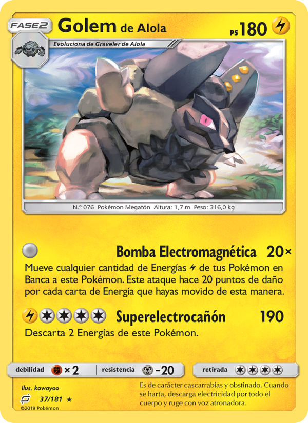 Golem de Alola 37 — Union de Aliados (Spanish Pokémon TCG card)