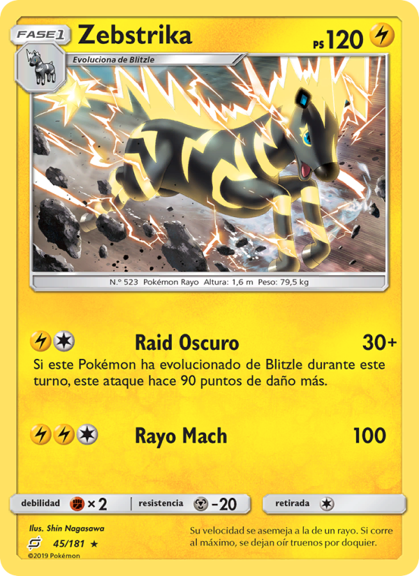 Zebstrika 45 — Union de Aliados (Spanish Pokémon TCG card)