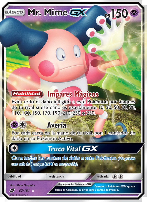 Mr. Mime GX 67 — Union de Aliados (Spanish Pokémon TCG card)