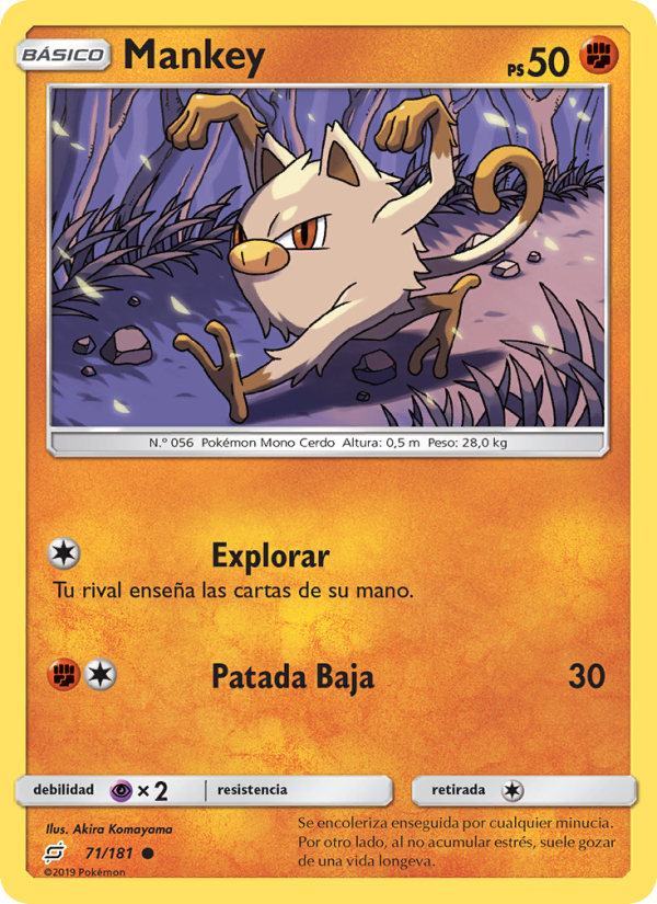 Mankey 71 — Union de Aliados (Spanish Pokémon TCG card)