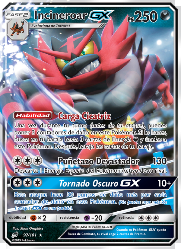 Incineroar GX 97 — Union de Aliados (Spanish Pokémon TCG card)
