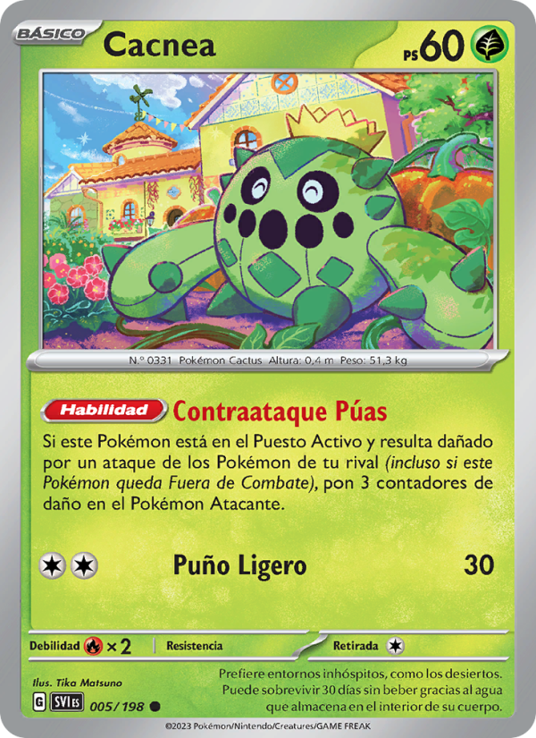 Cacnea 005 — Escarlata y Púrpura (Spanish Pokémon TCG card)