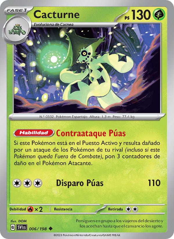 Cacturne 006 — Escarlata y Púrpura (Spanish Pokémon TCG card)