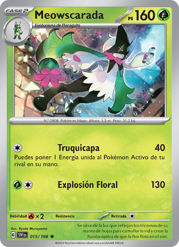 Meowscarada 015 — Escarlata y Púrpura (Spanish Pokémon TCG card)