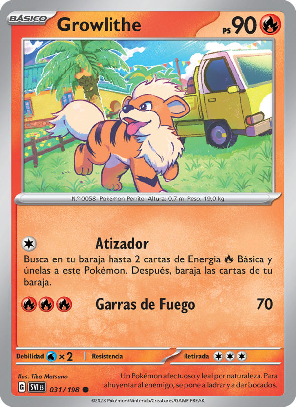 Growlithe 031 — Escarlata y Púrpura (Spanish Pokémon TCG card)