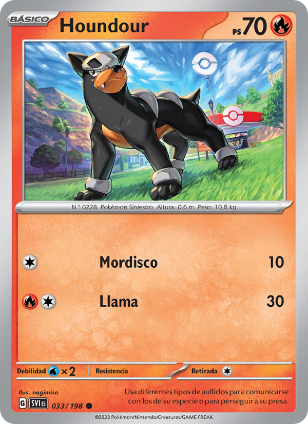 Houndour 033 — Escarlata y Púrpura (Spanish Pokémon TCG card)