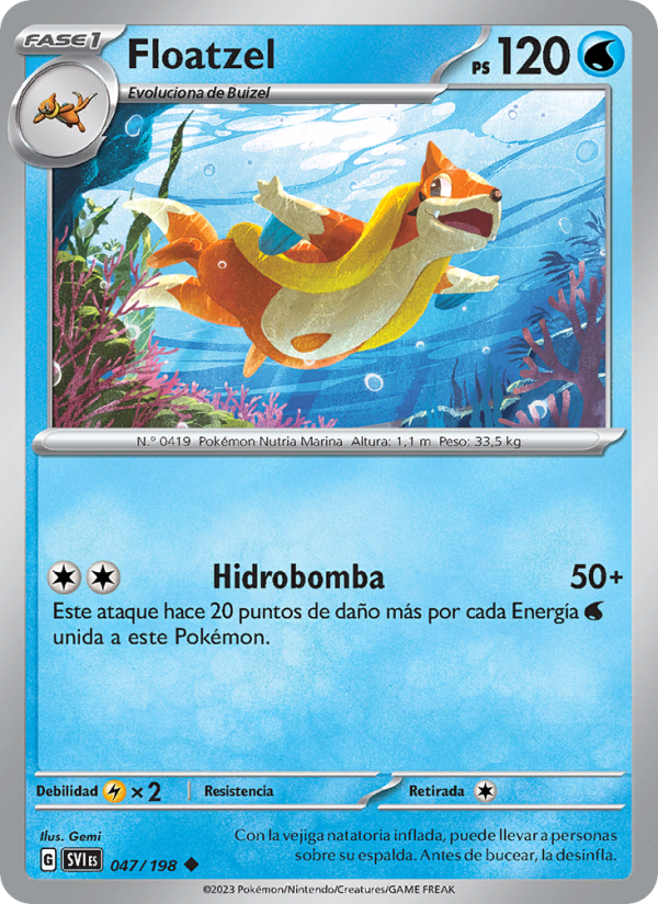 Floatzel 047 — Escarlata y Púrpura (Spanish Pokémon TCG card)
