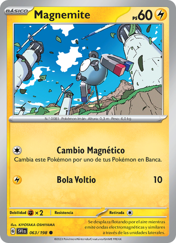 Magnemite 063 — Escarlata y Púrpura (Spanish Pokémon TCG card)