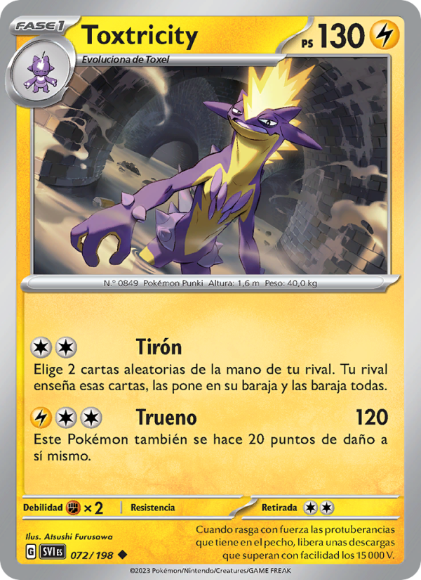 Toxtricity 072 — Escarlata y Púrpura (Spanish Pokémon TCG card)