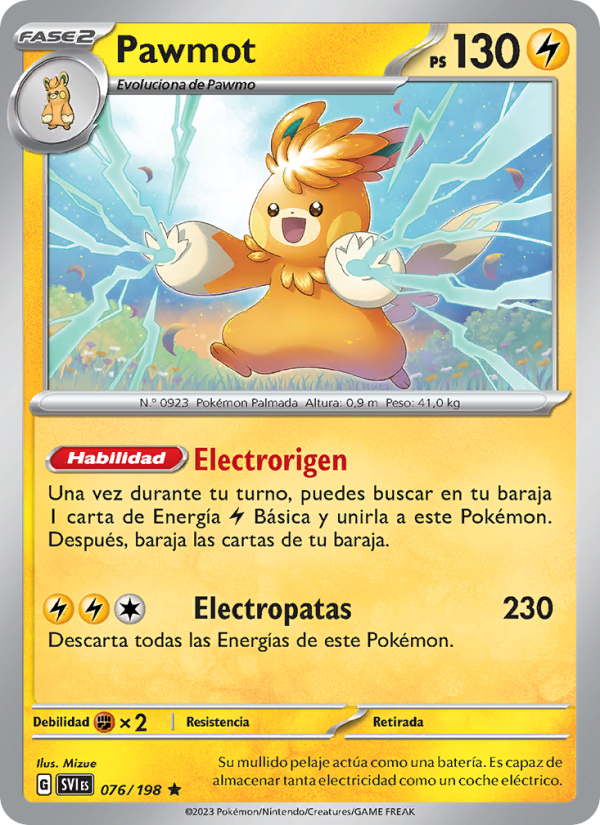 Pawmot 076 — Escarlata y Púrpura (Spanish Pokémon TCG card)