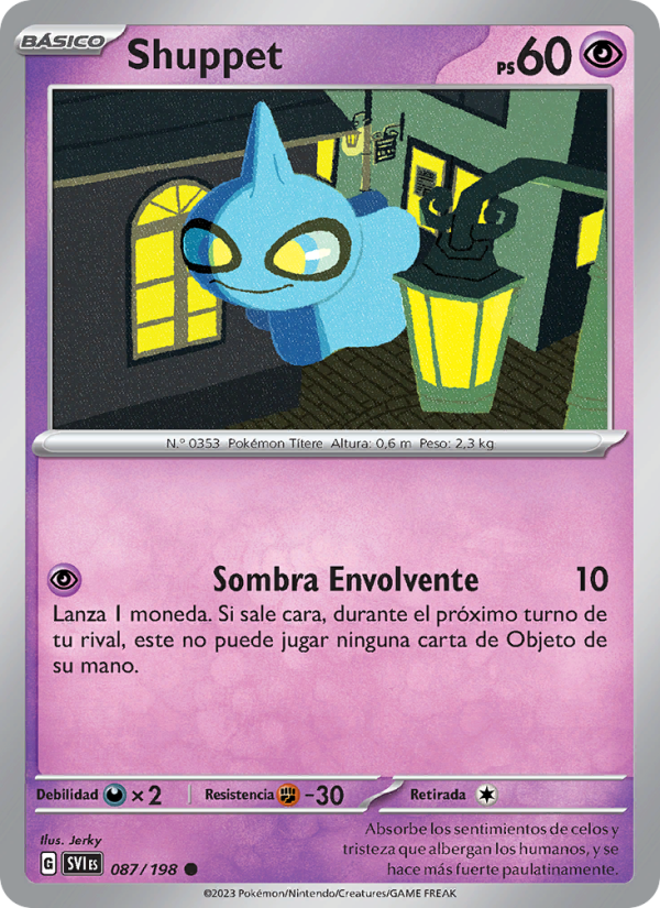 Shuppet 087 — Escarlata y Púrpura (Spanish Pokémon TCG card)