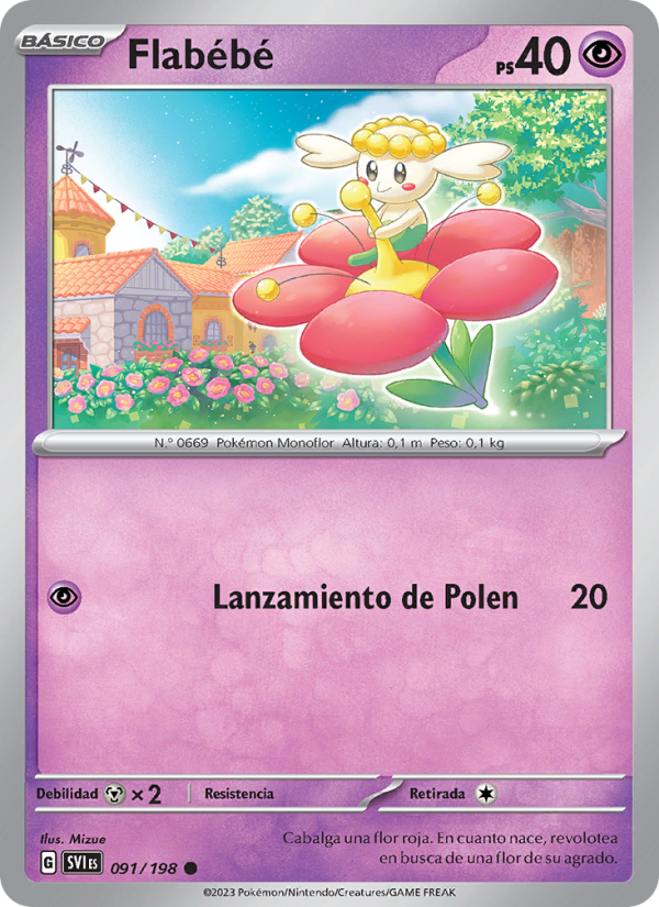 Flabébé 091 — Escarlata y Púrpura (Spanish Pokémon TCG card)