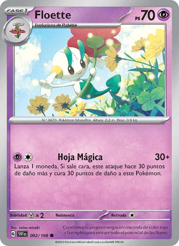 Floette 092 — Escarlata y Púrpura (Spanish Pokémon TCG card)