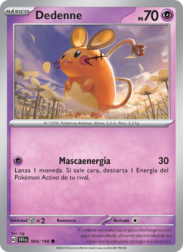 Dedenne 094 — Escarlata y Púrpura (Spanish Pokémon TCG card)