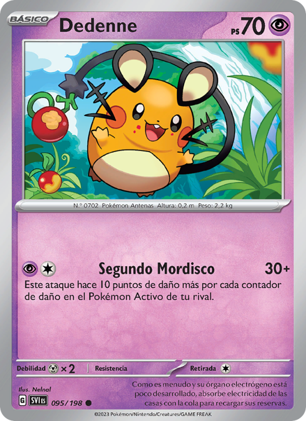 Dedenne 095 — Escarlata y Púrpura (Spanish Pokémon TCG card)