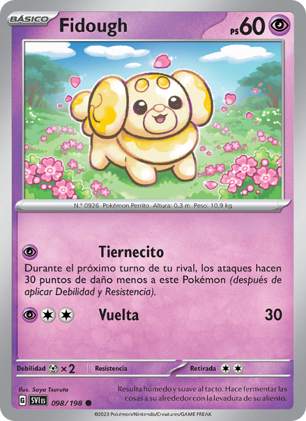 Fidough 098 — Escarlata y Púrpura (Spanish Pokémon TCG card)