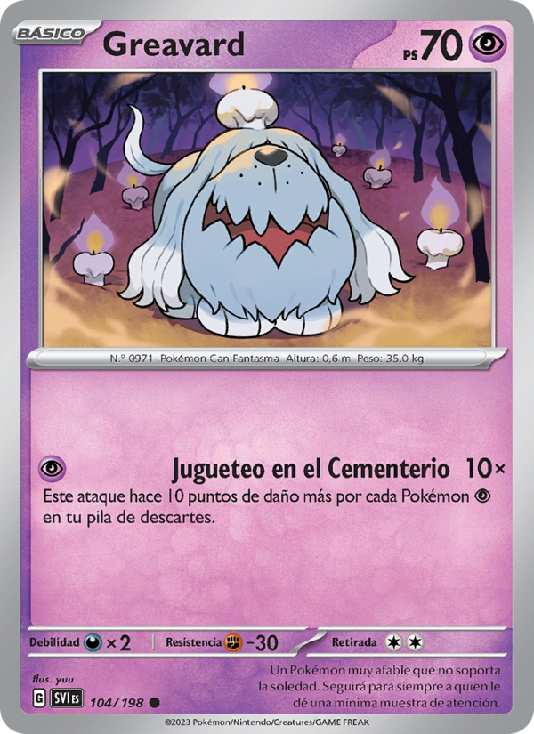 Greavard 104 — Escarlata y Púrpura (Spanish Pokémon TCG card)