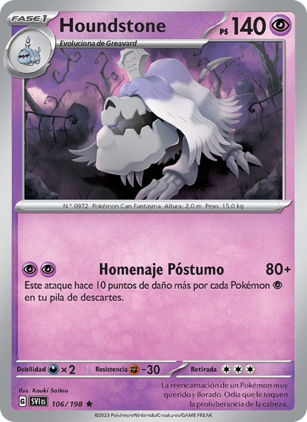 Houndstone 106 — Escarlata y Púrpura (Spanish Pokémon TCG card)