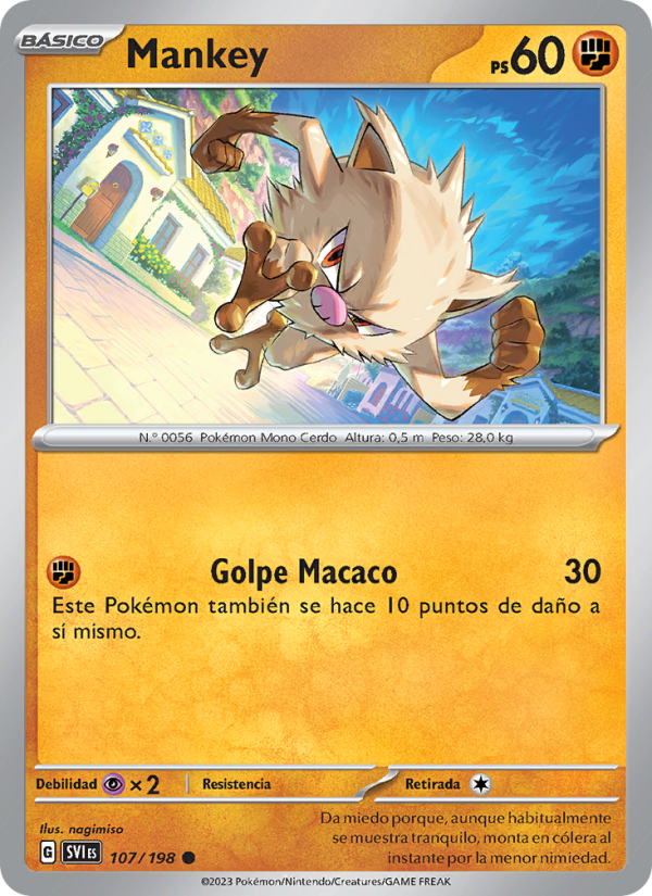 Mankey 107 — Escarlata y Púrpura (Spanish Pokémon TCG card)