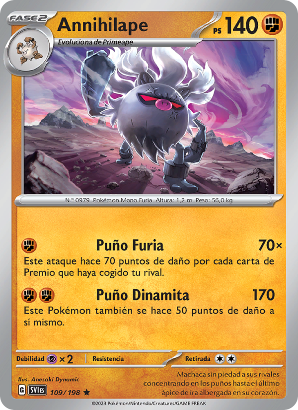 Annihilape 109 — Escarlata y Púrpura (Spanish Pokémon TCG card)