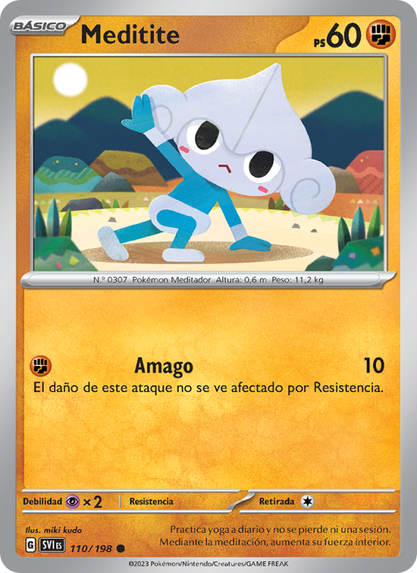 Meditite 110 — Escarlata y Púrpura (Spanish Pokémon TCG card)